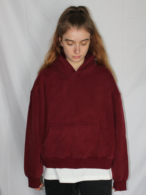 Blank Boxy Hoodie - Washed Red