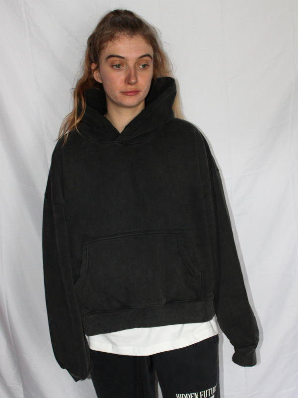 Blank Boxy Hoodie - Washed Black