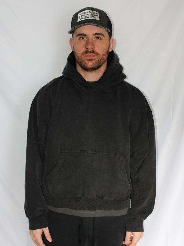 Blank Boxy Hoodie - Washed Black